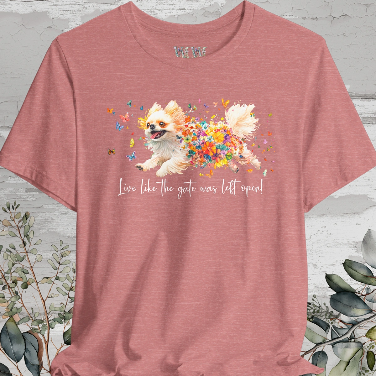 Peekingese #3 "Live like the gate was left open" Unisex T shirt