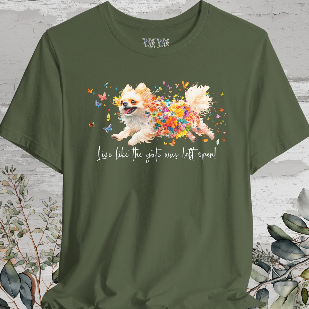 Peekingese #3 "Live like the gate was left open" Unisex T shirt