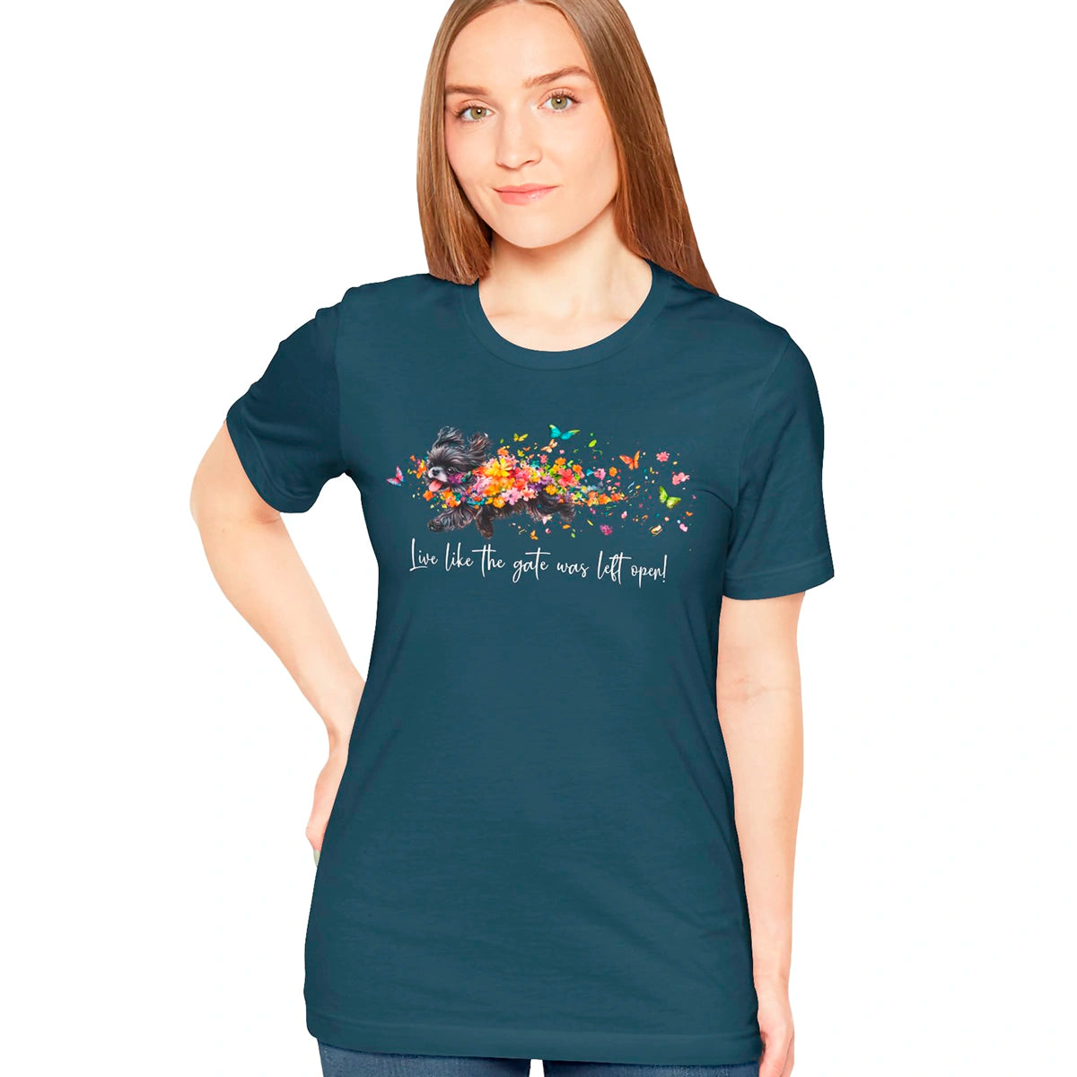 Peekingese #4 "Live like the gate was left open" Unisex T shirt