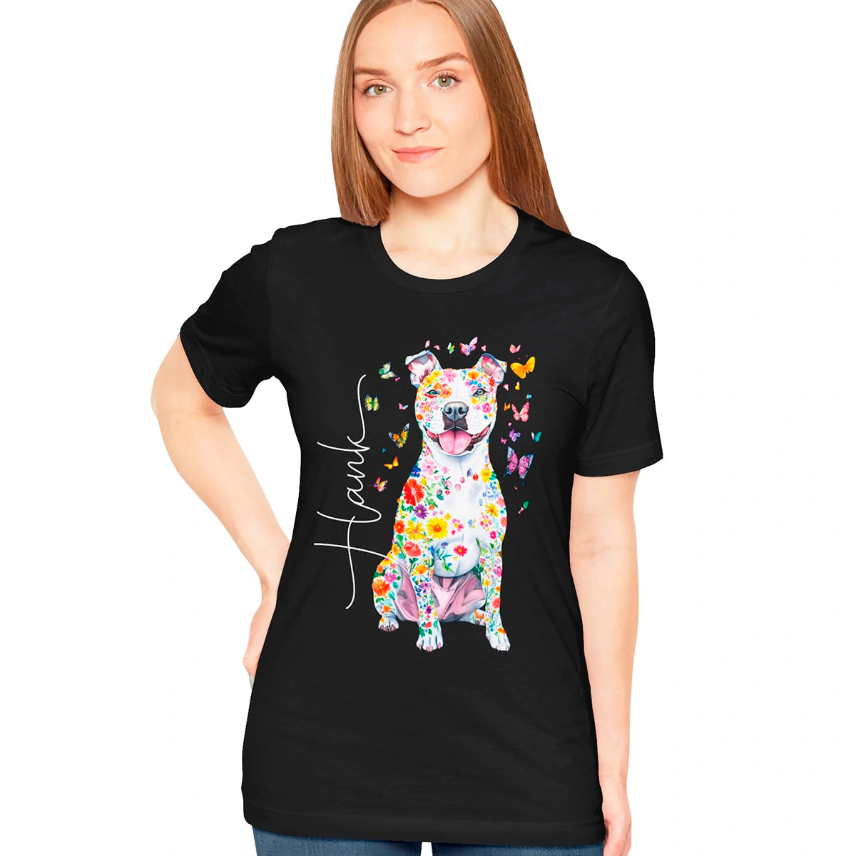 Pit Bull Terrier #3 Floral Personalized T shirt