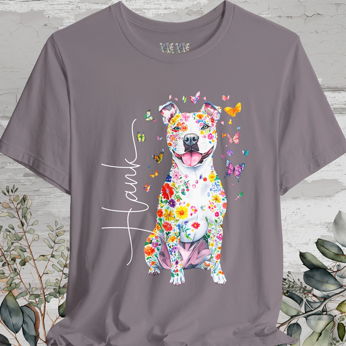 Pit Bull Terrier #3 Floral Personalized T shirt