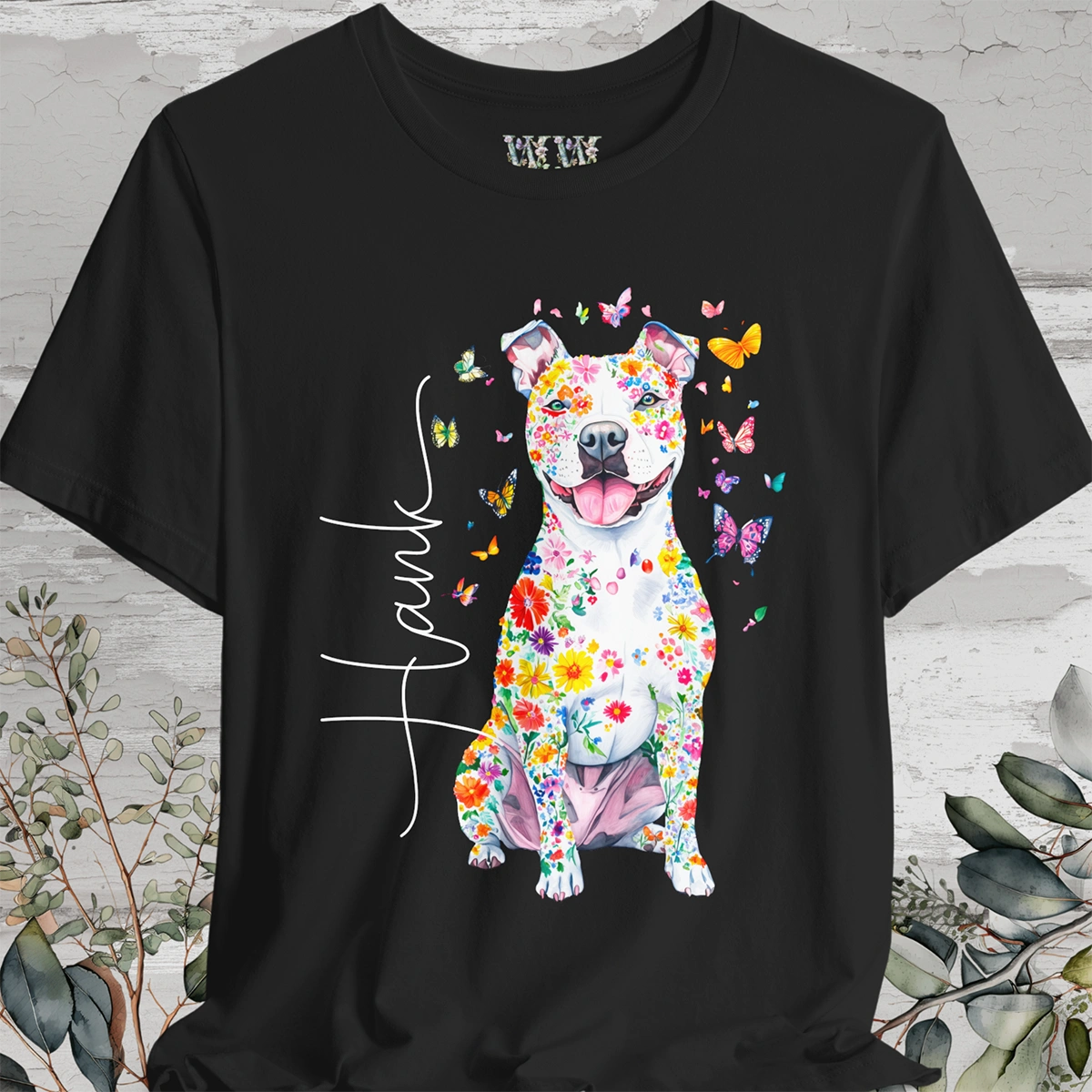 Pit Bull Terrier #3 Floral Personalized T shirt