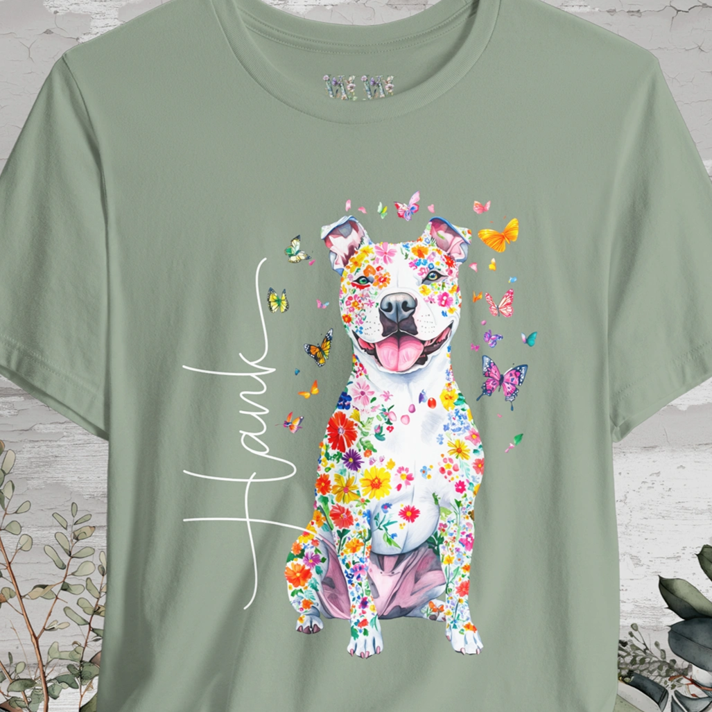 Pit Bull Terrier #3 Floral Personalized T shirt