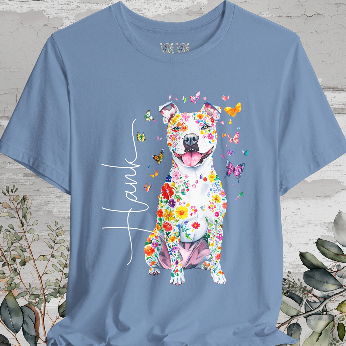Pit Bull Terrier #3 Floral Personalized T shirt