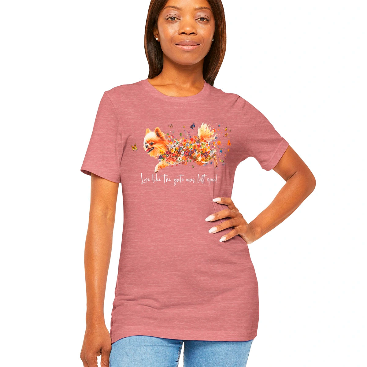 Pomeranian "Live like the gate was left open" Unisex T shirt