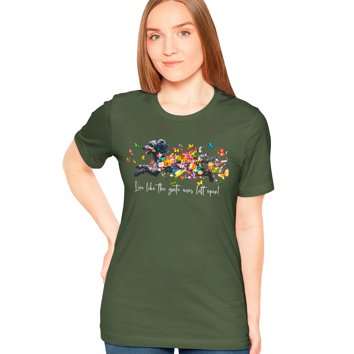 Poodle #2 "Live like the gate was left open" Unisex T shirt