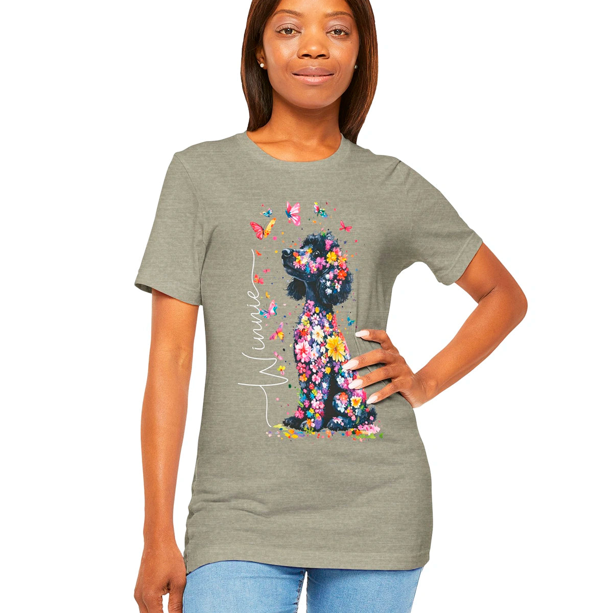 Poodle #2 Floral Personalized T shirt