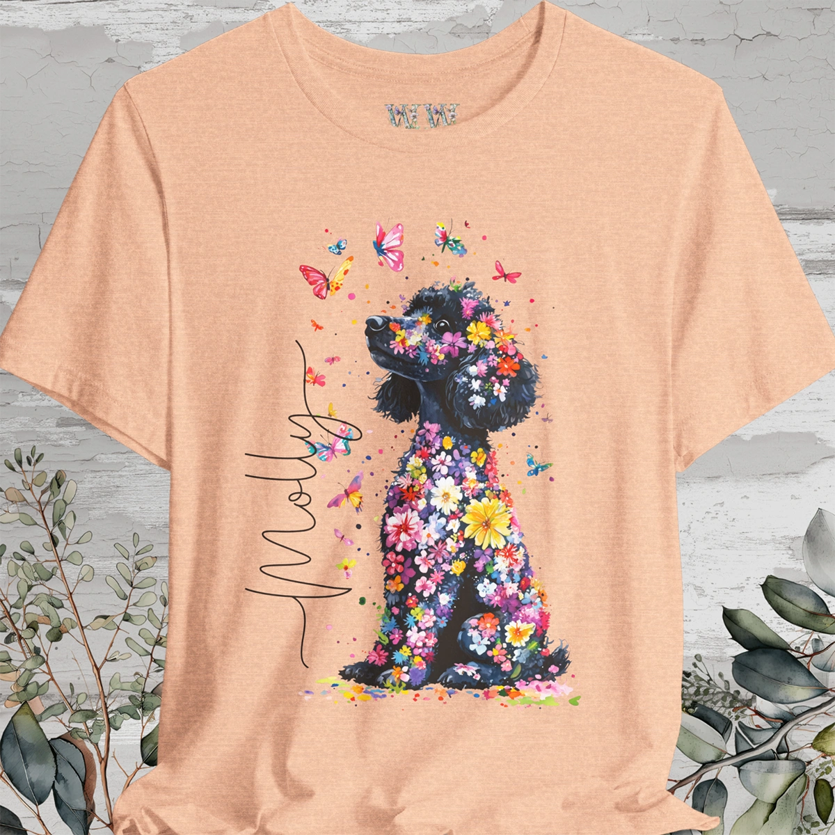 Poodle #2 Floral Personalized T shirt