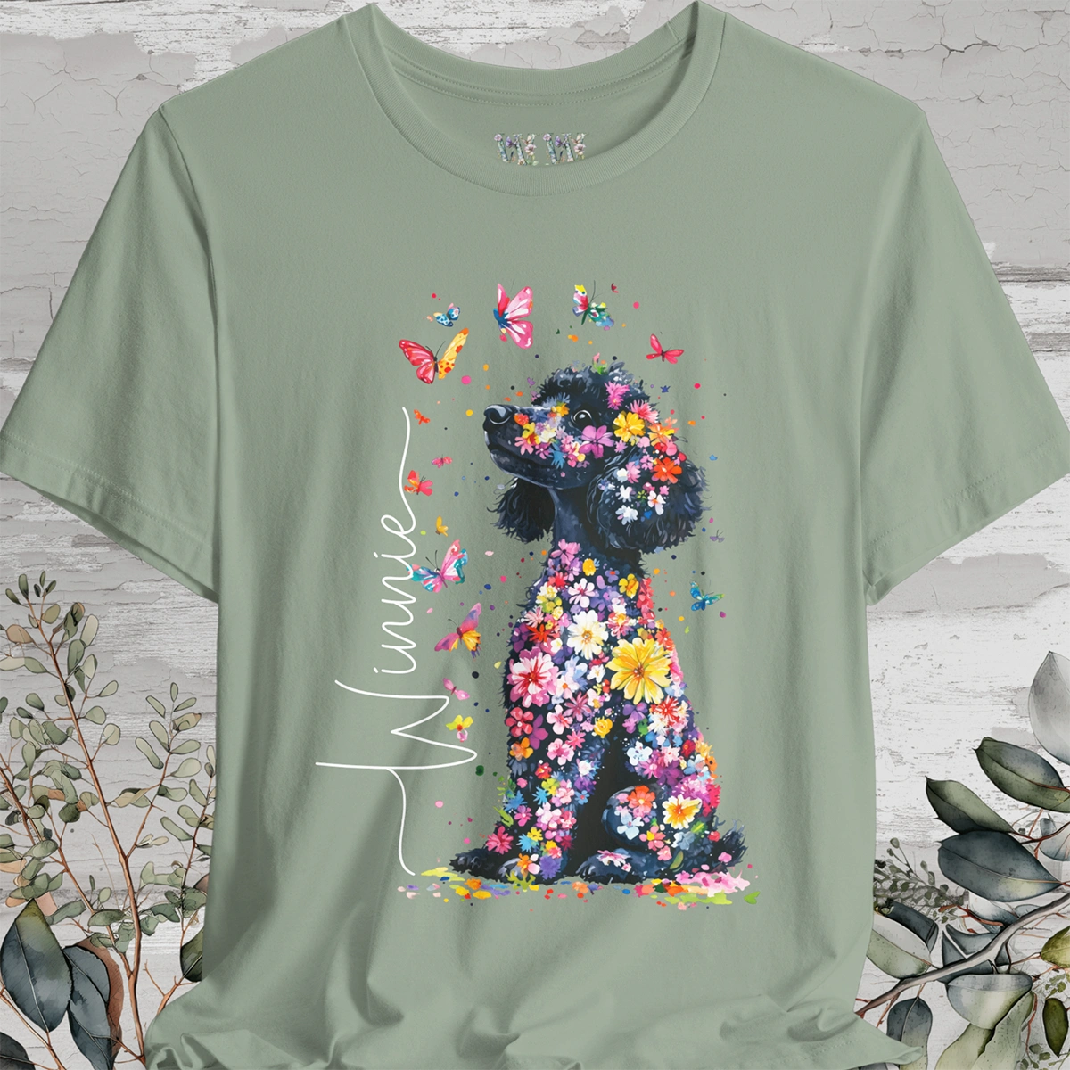 Poodle #2 Floral Personalized T shirt