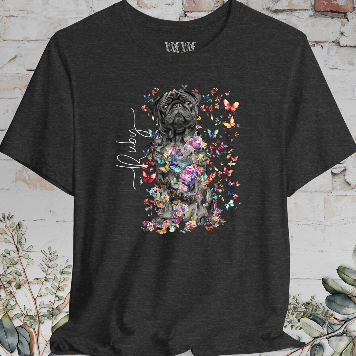 Pug #2 Floral Personalized T shirt