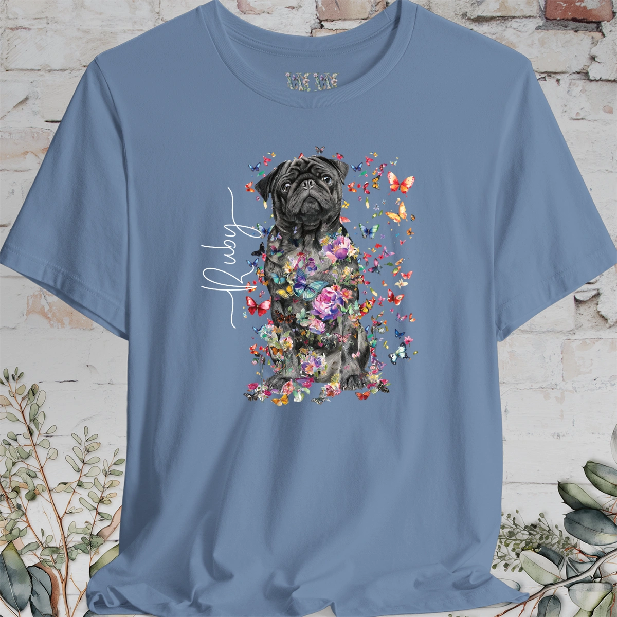 Pug #2 Floral Personalized T shirt