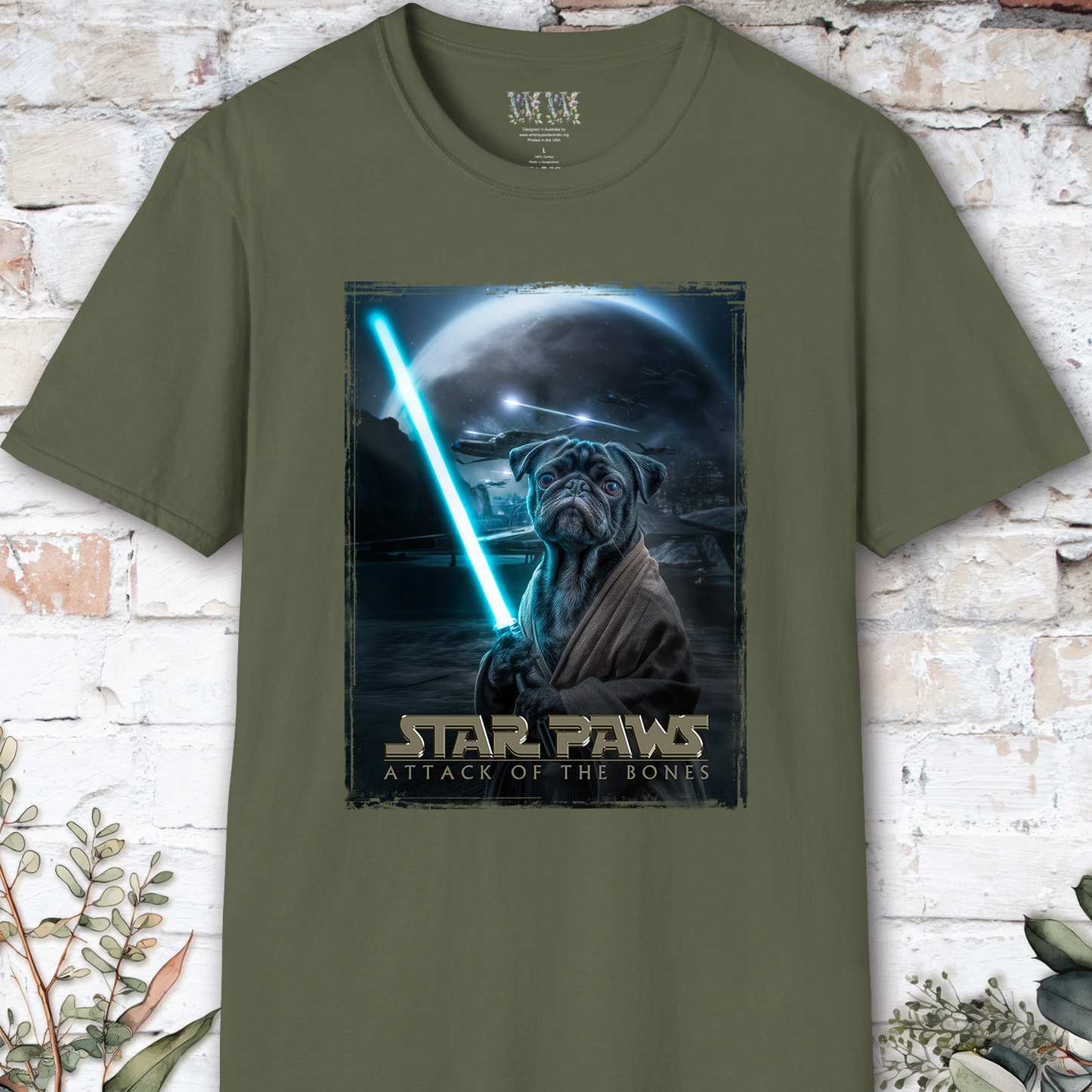 Pug #2 Star Paws Unisex T shirt