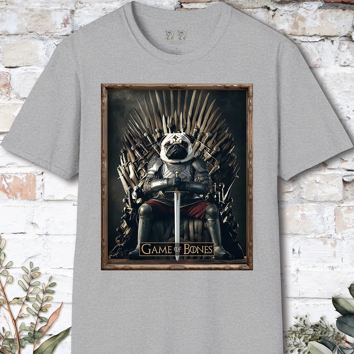 Pug Game of Bones, Unisex T shirt