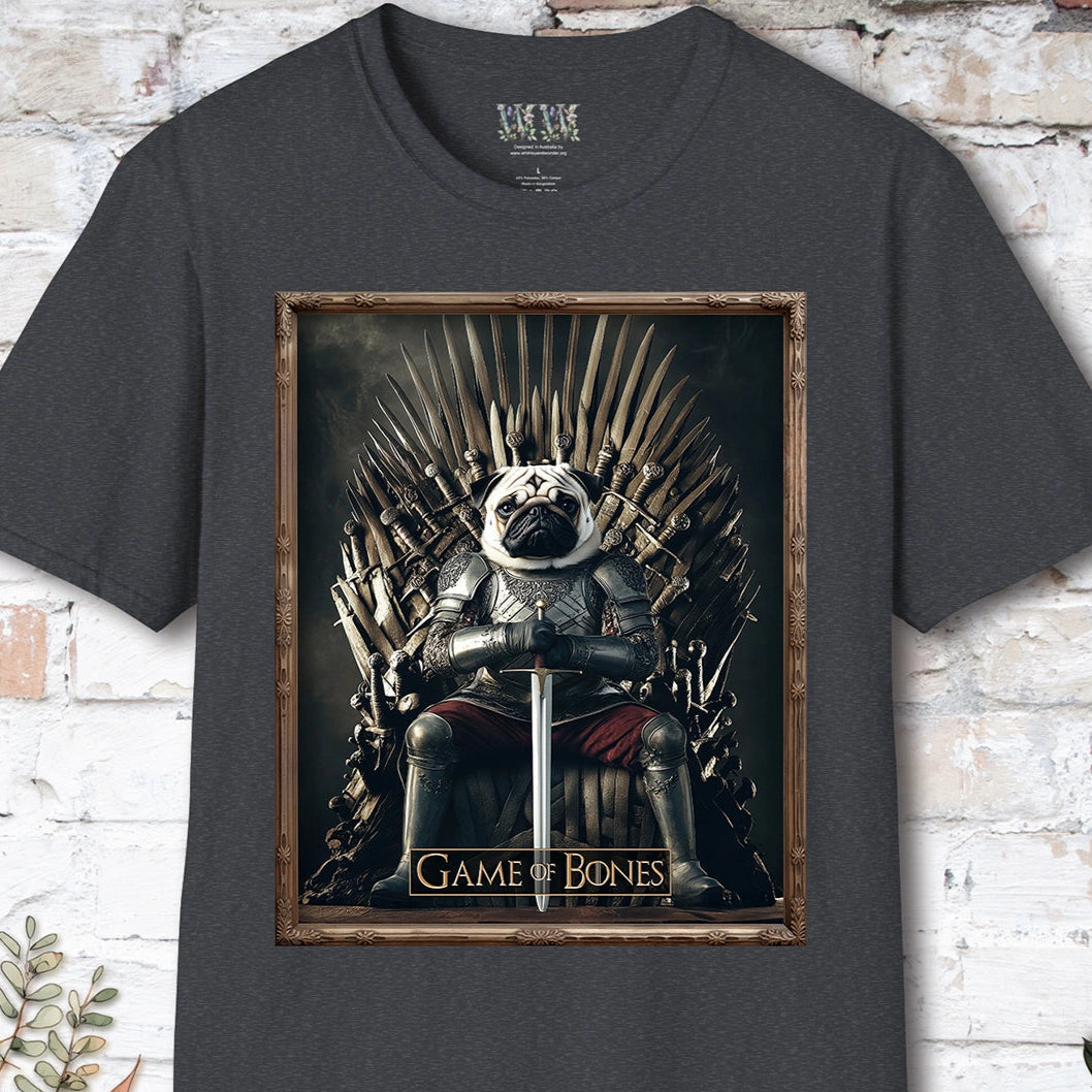 Pug Game of Bones, Unisex T shirt