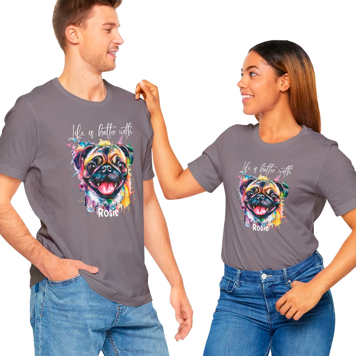 Pug 'Life is better with' Personalized T shirt
