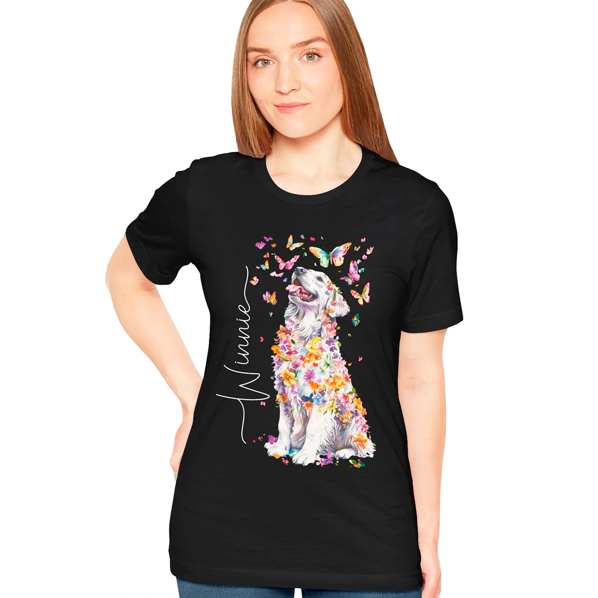 Pyrenean Mountain Dog Floral Personalized T shirt