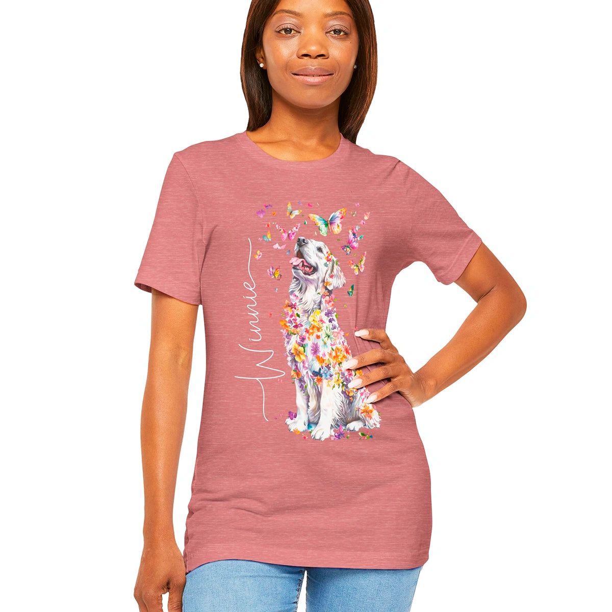 Pyrenean Mountain Dog Floral Personalized T shirt
