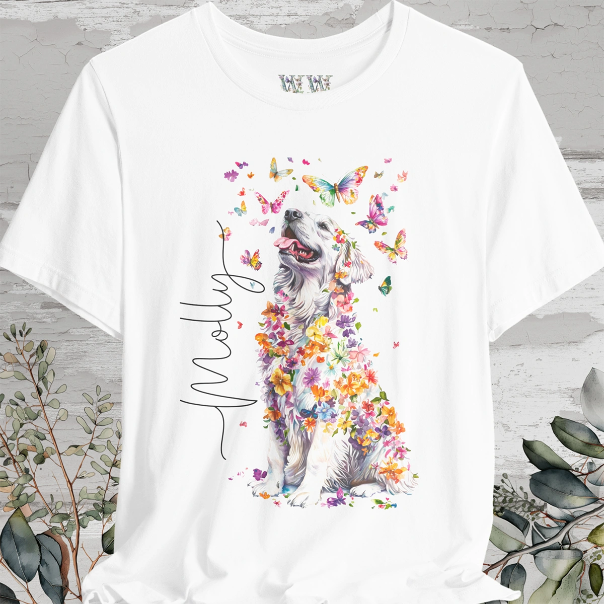 Pyrenean Mountain Dog Floral Personalized T shirt