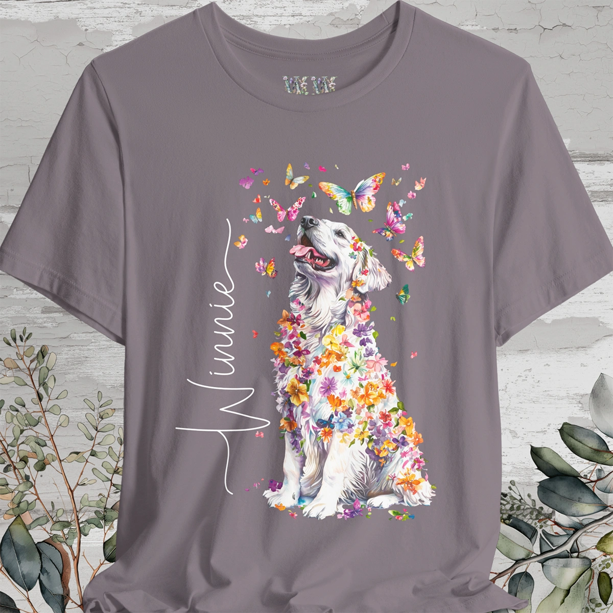 Pyrenean Mountain Dog Floral Personalized T shirt