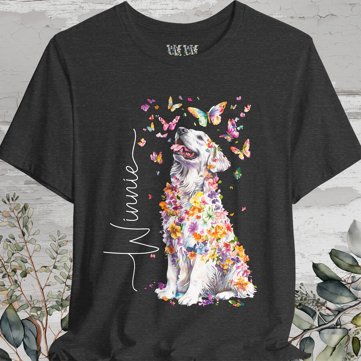 Pyrenean Mountain Dog Floral Personalized T shirt