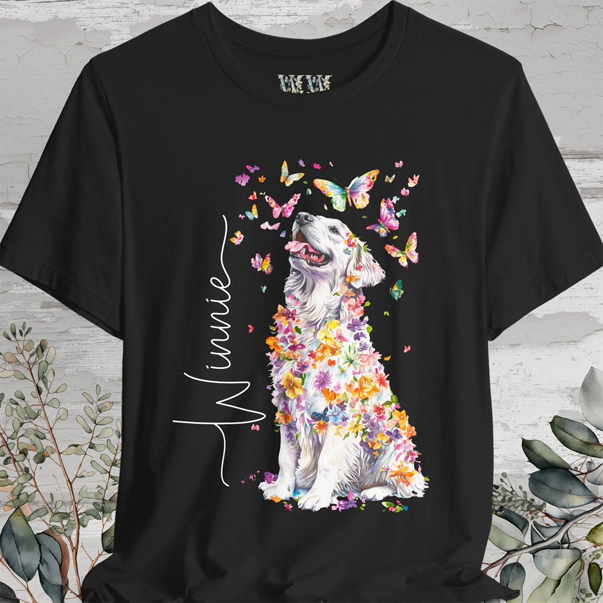 Pyrenean Mountain Dog Floral Personalized T shirt