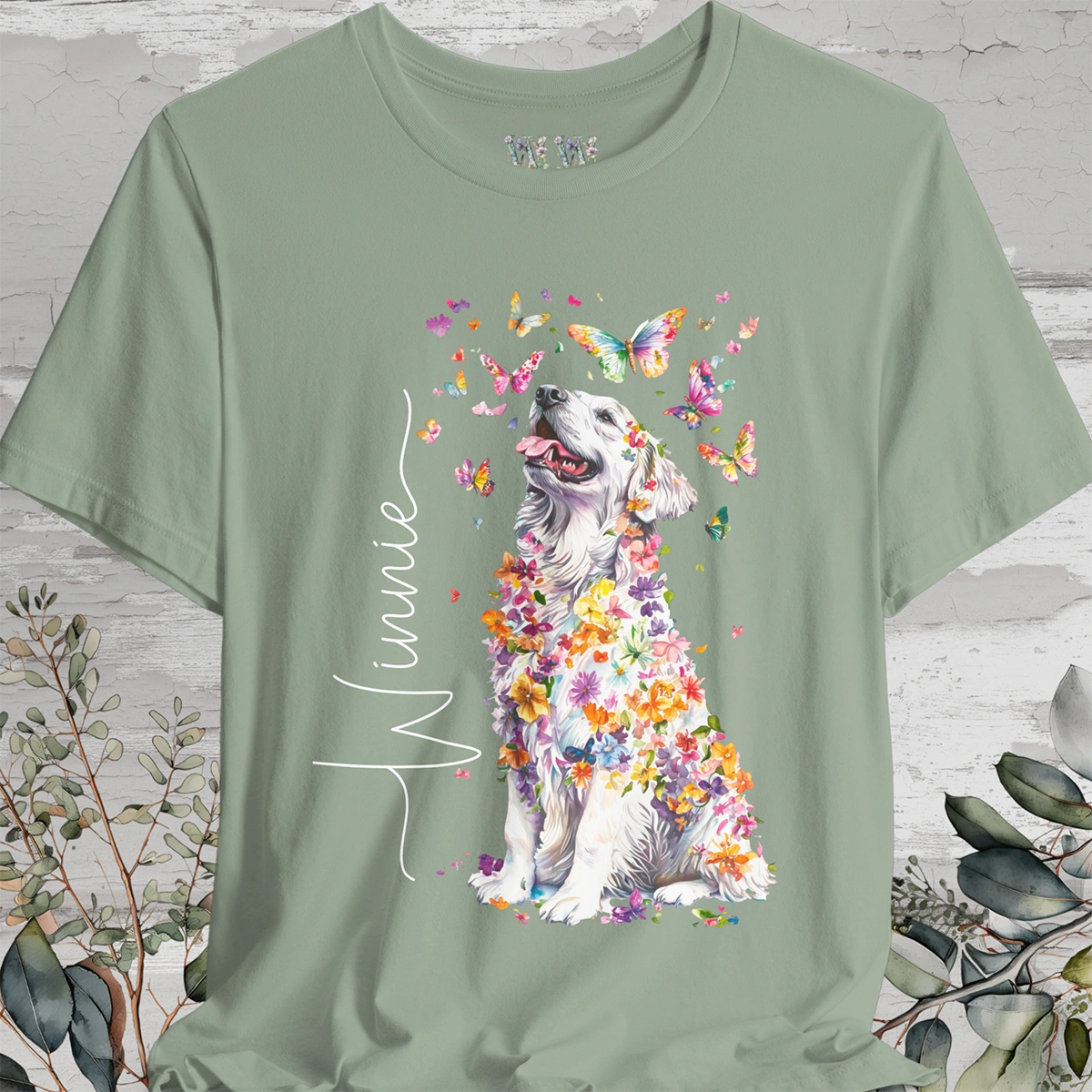 Pyrenean Mountain Dog Floral Personalized T shirt