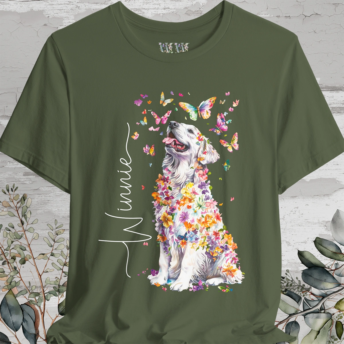 Pyrenean Mountain Dog Floral Personalized T shirt