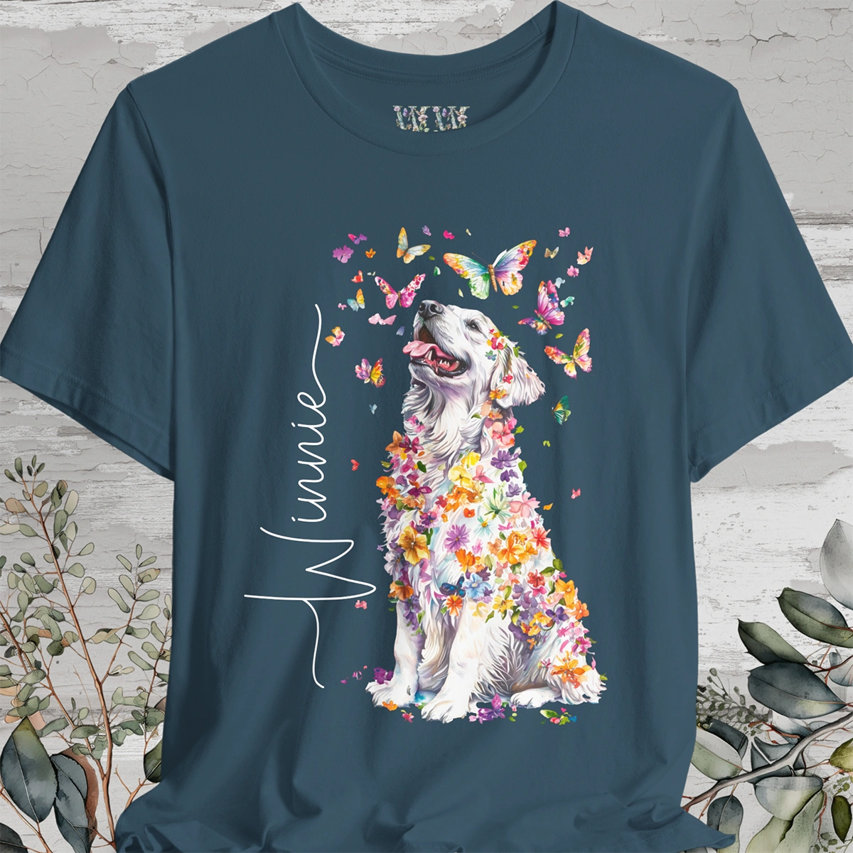 Pyrenean Mountain Dog Floral Personalized T shirt
