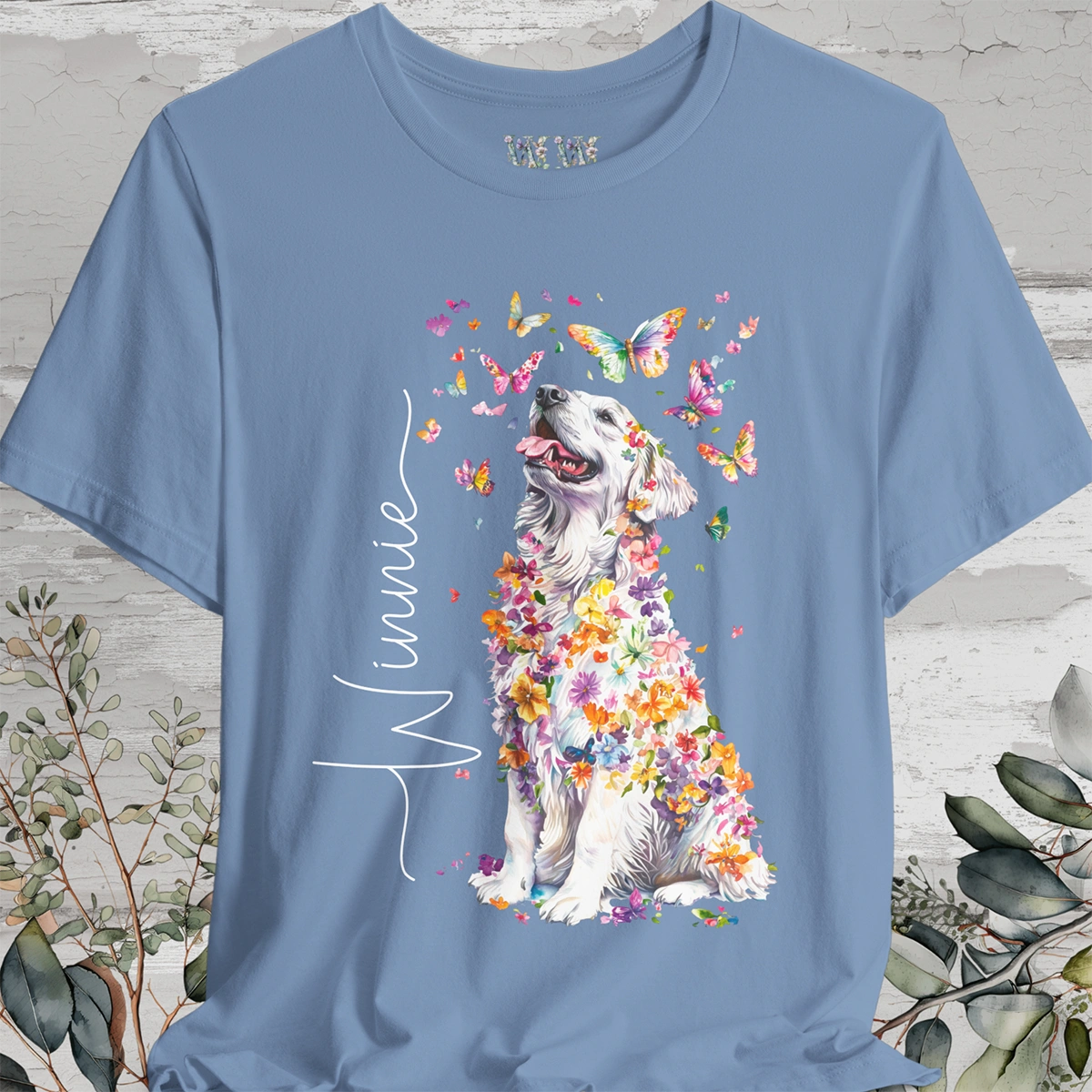 Pyrenean Mountain Dog Floral Personalized T shirt