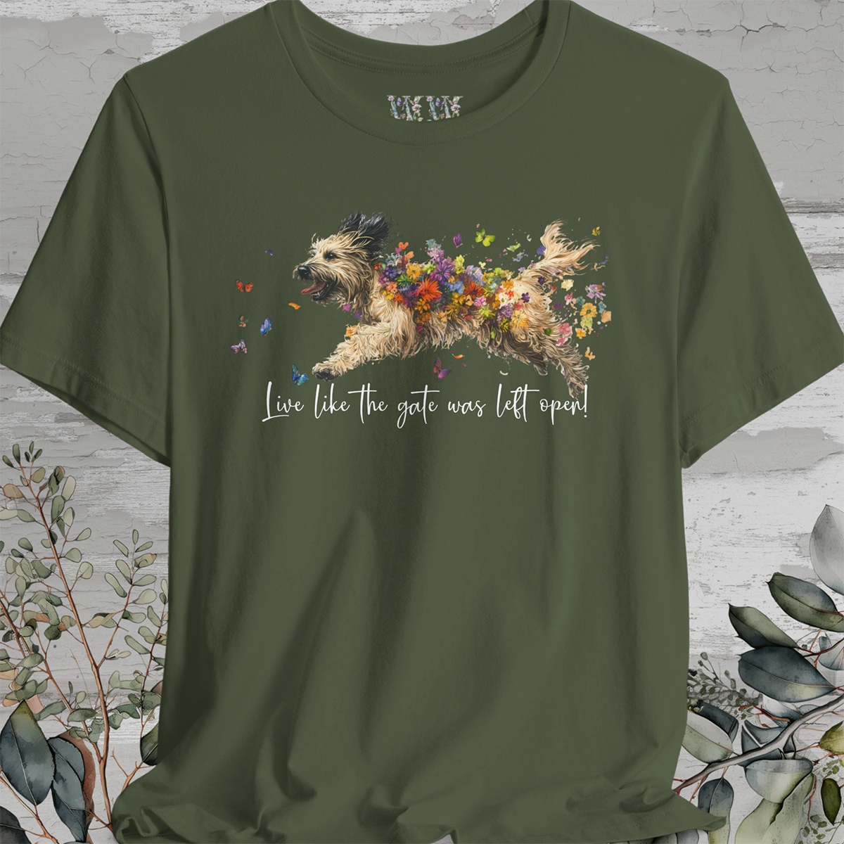 Pyrenean Sheepdog "Live like the gate was left open" Unisex T shirt
