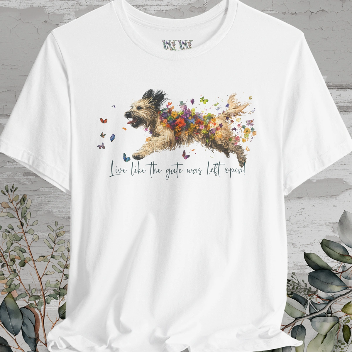 Pyrenean Sheepdog "Live like the gate was left open" Unisex T shirt
