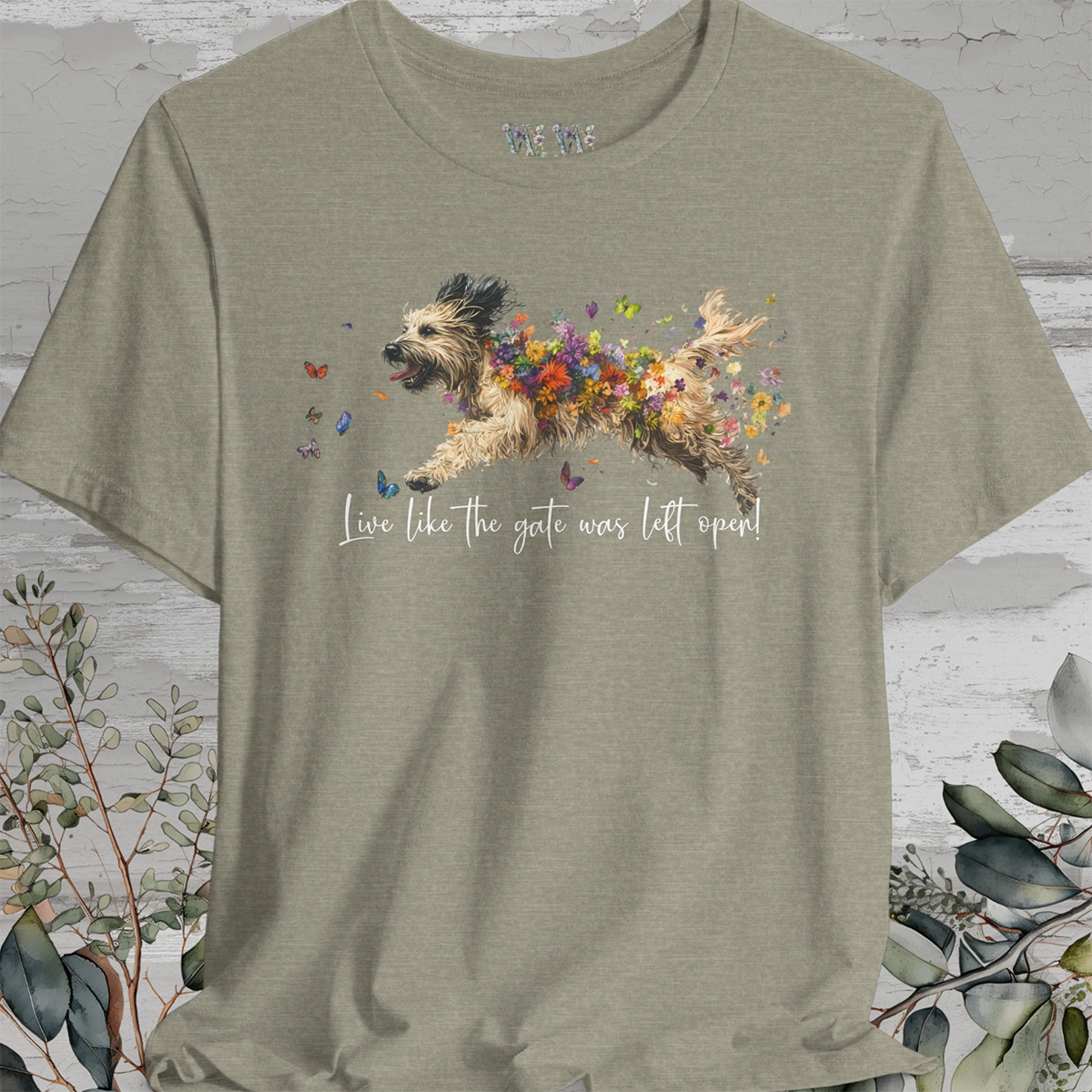 Pyrenean Sheepdog "Live like the gate was left open" Unisex T shirt
