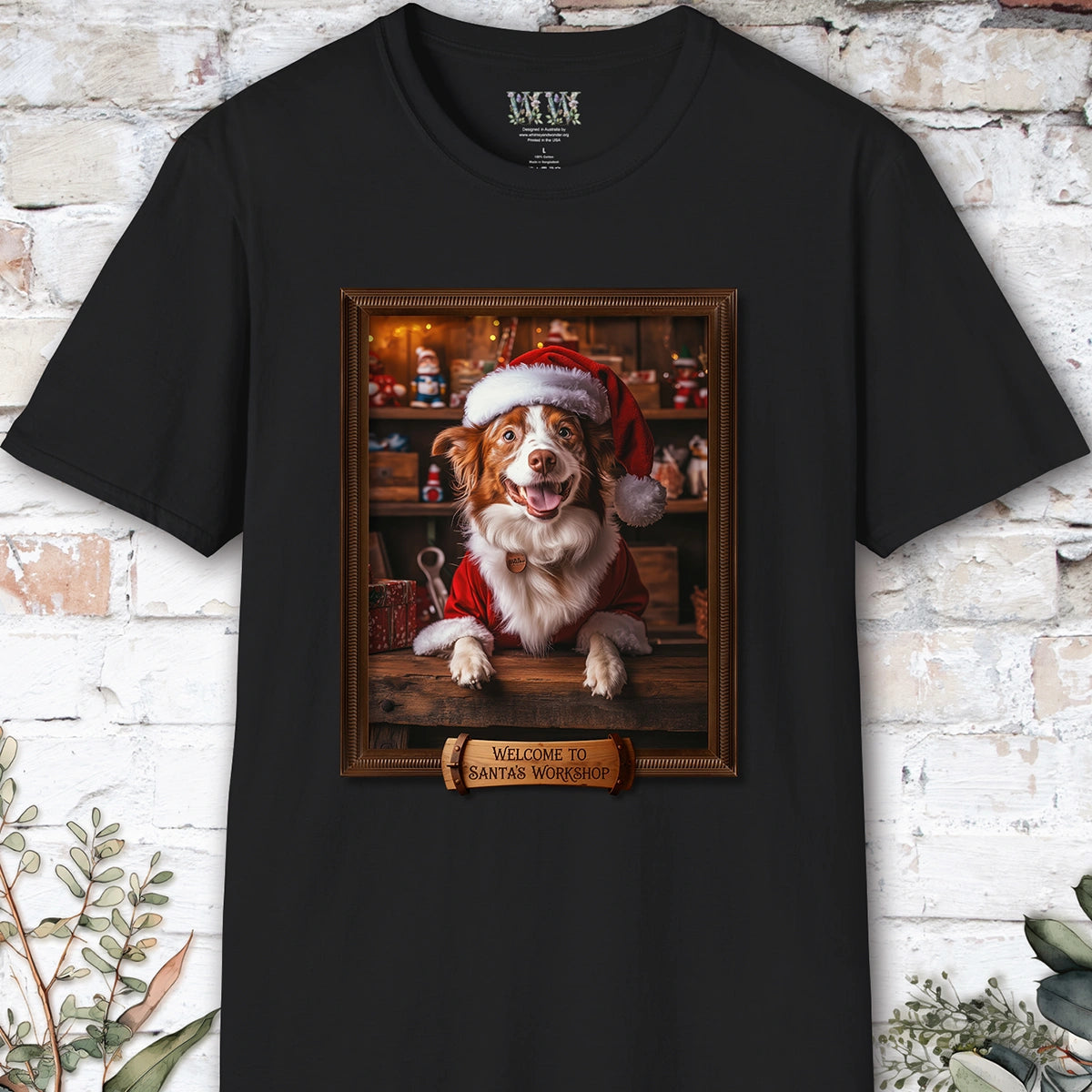 Border Collie Red Merle Santa's Workshop Unisex T shirt