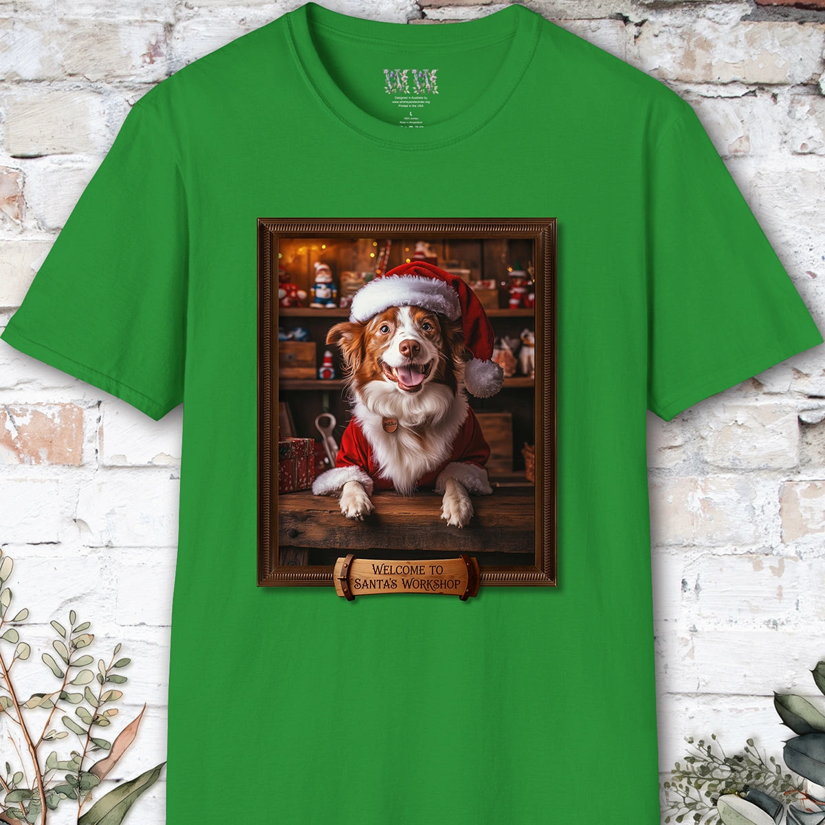 Border Collie Red Merle Santa's Workshop Unisex T shirt