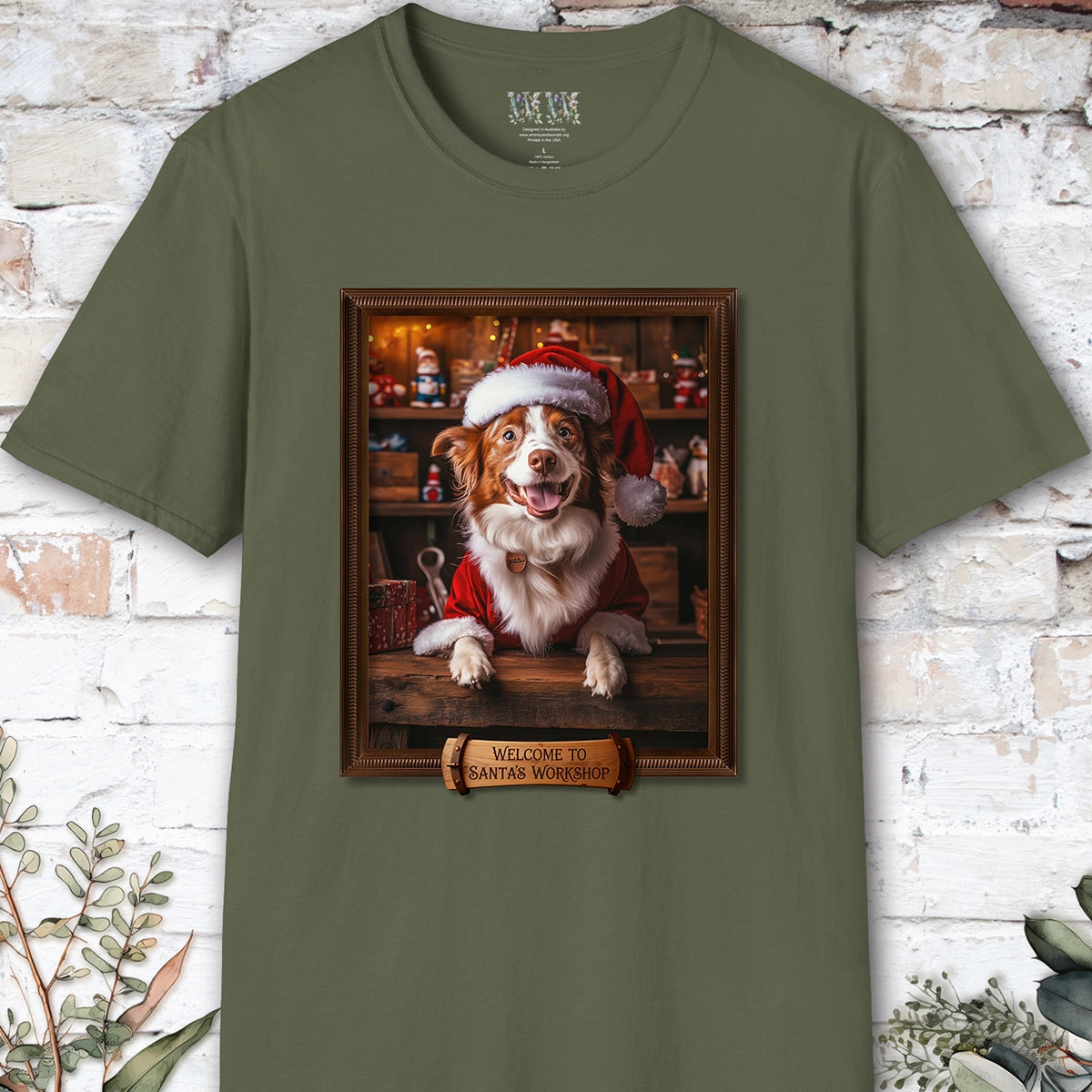 Border Collie Red Merle Santa's Workshop Unisex T shirt