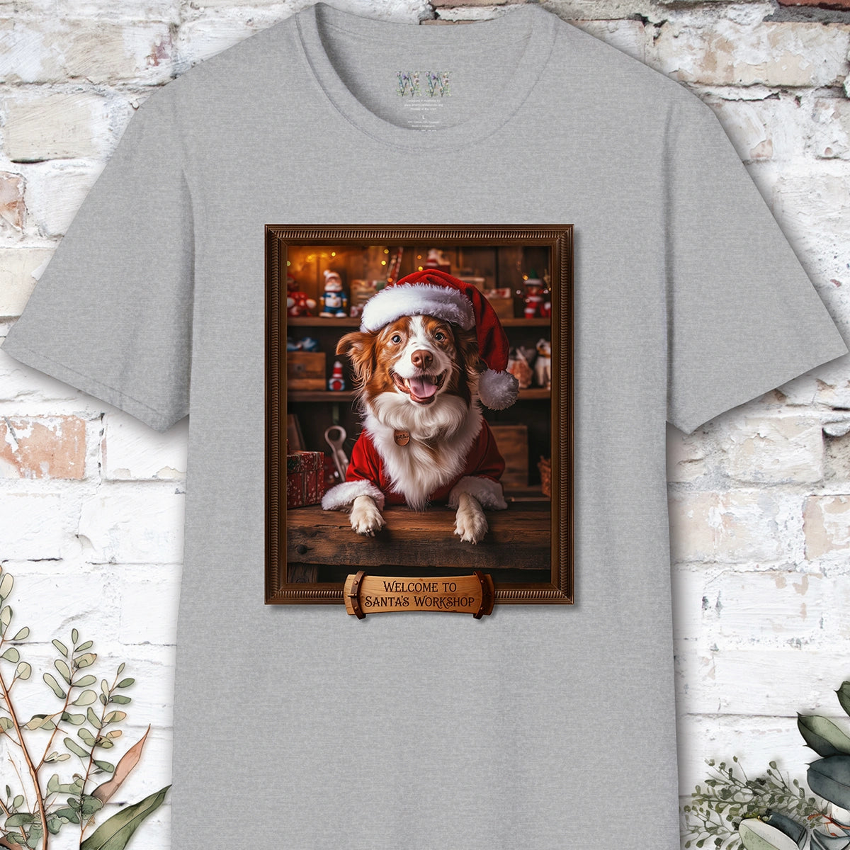 Border Collie Red Merle Santa's Workshop Unisex T shirt