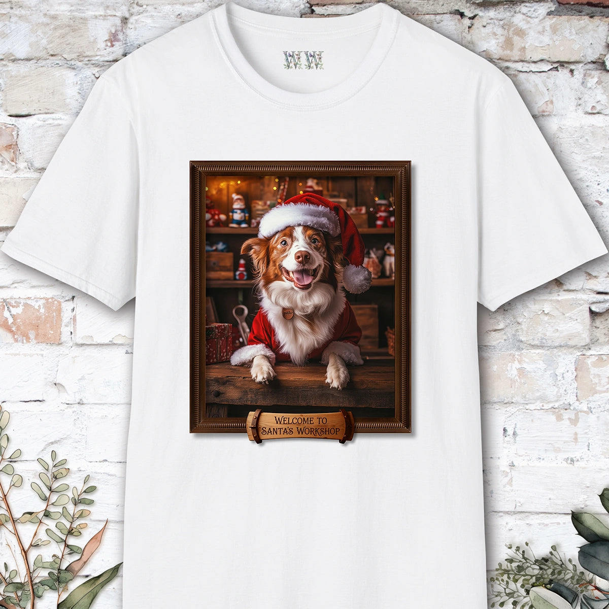 Border Collie Red Merle Santa's Workshop Unisex T shirt