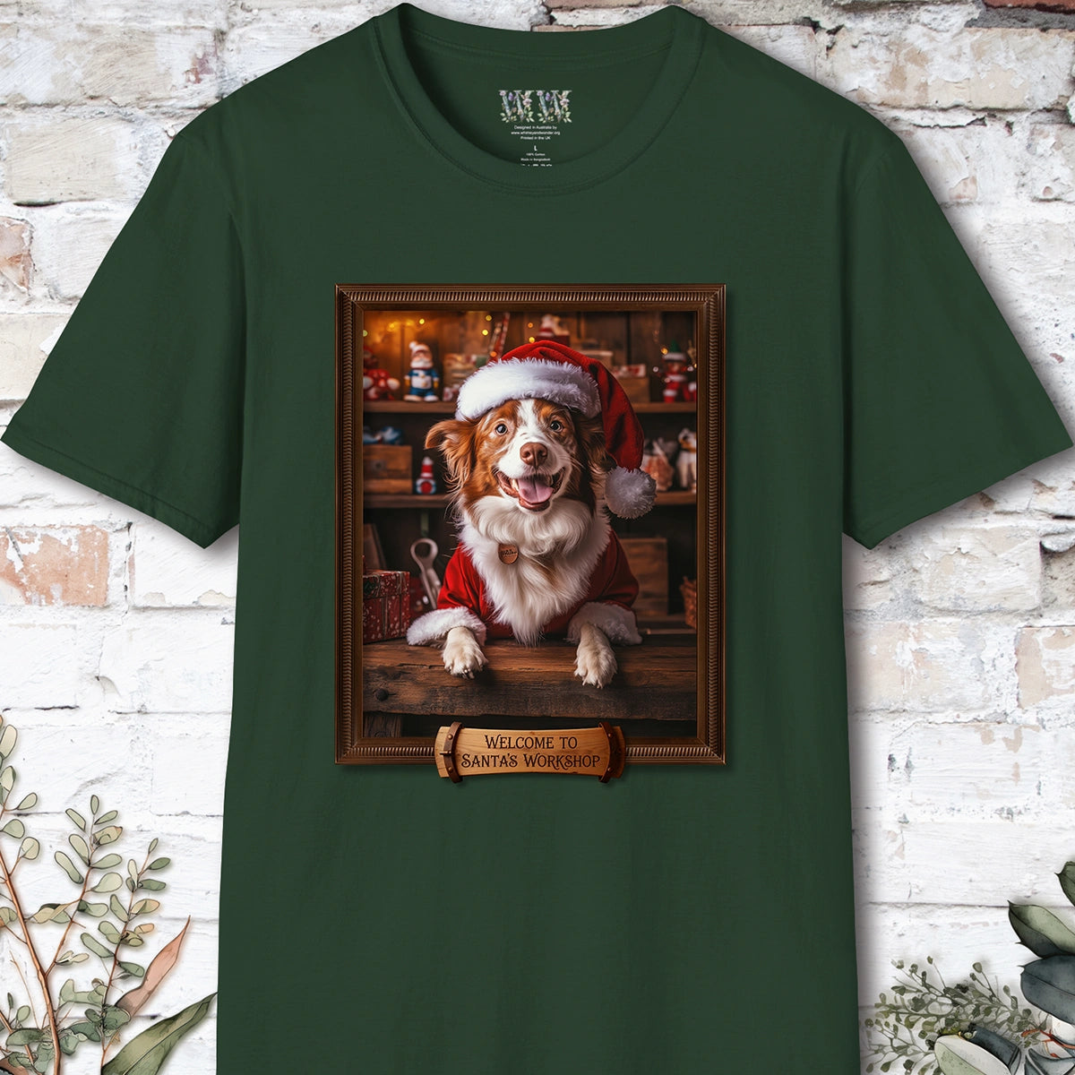 Border Collie Red Merle Santa's Workshop Unisex T shirt