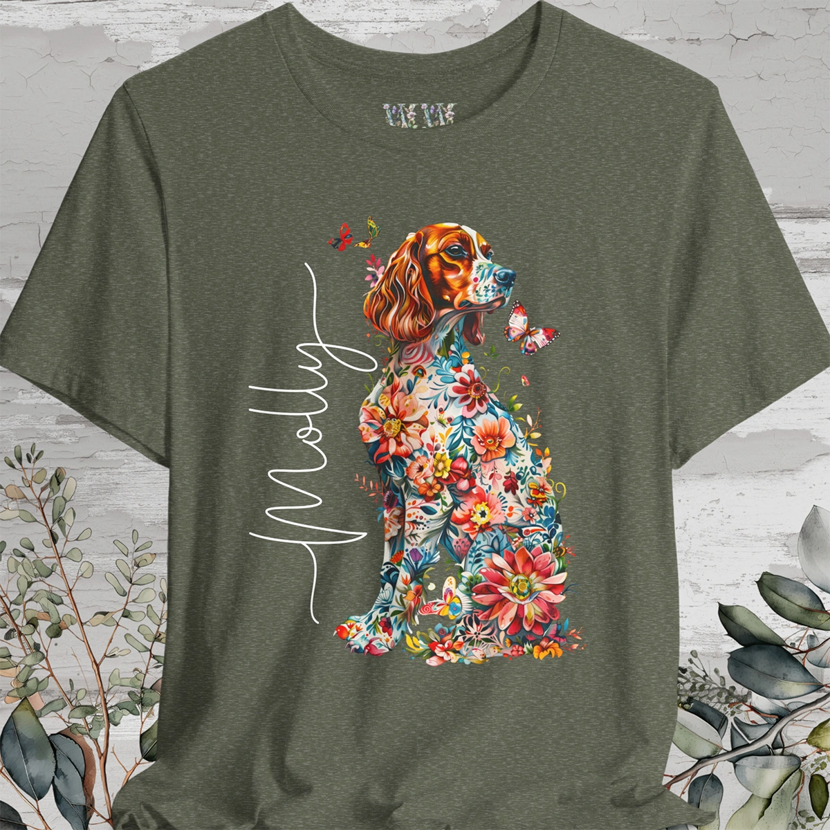 Irish Setter Floral Personalized T shirt