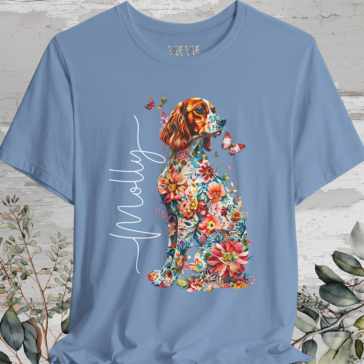 Irish Setter Floral Personalized T shirt