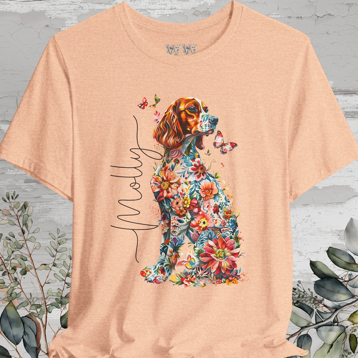 Irish Setter Floral Personalized T shirt