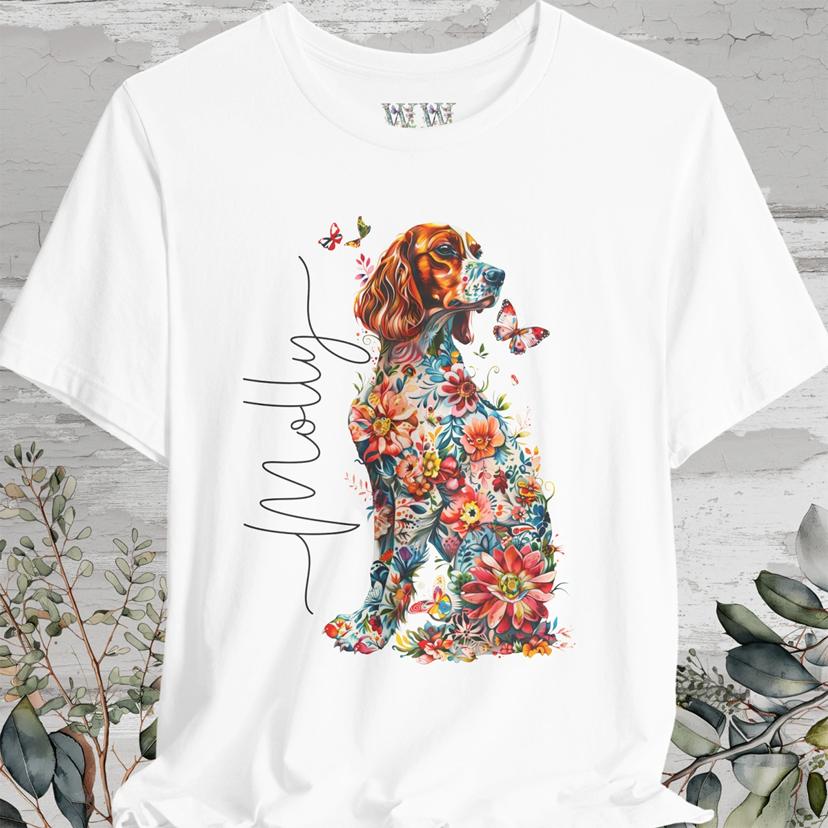 Irish Setter Floral Personalized T shirt