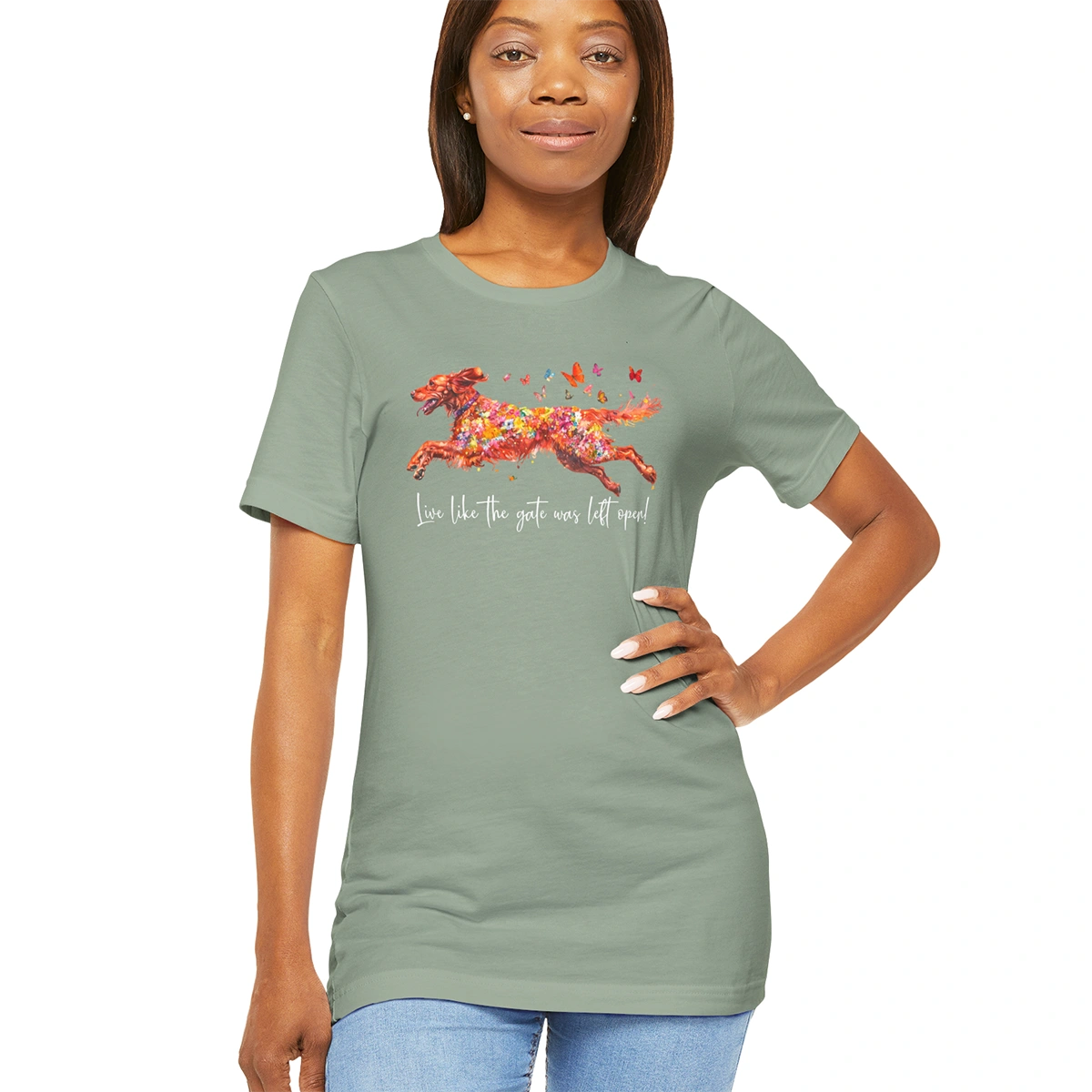 Irish Setter 'Live like the gate was left open' T shirt
