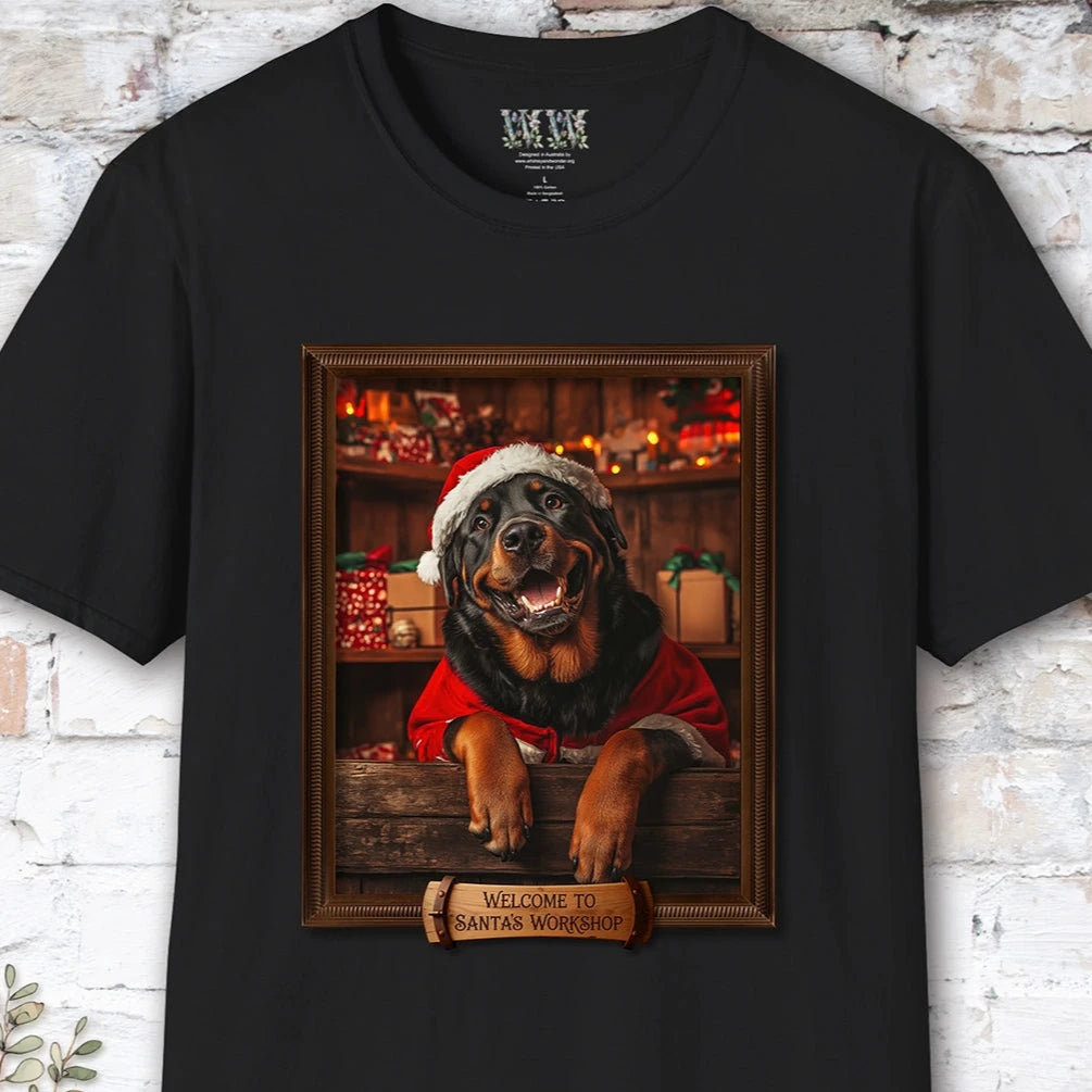 Rotweiler Santa's Workshop Unisex T shirt