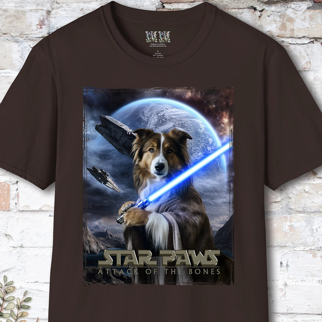 Rough Collie Star Paws Unisex T shirt