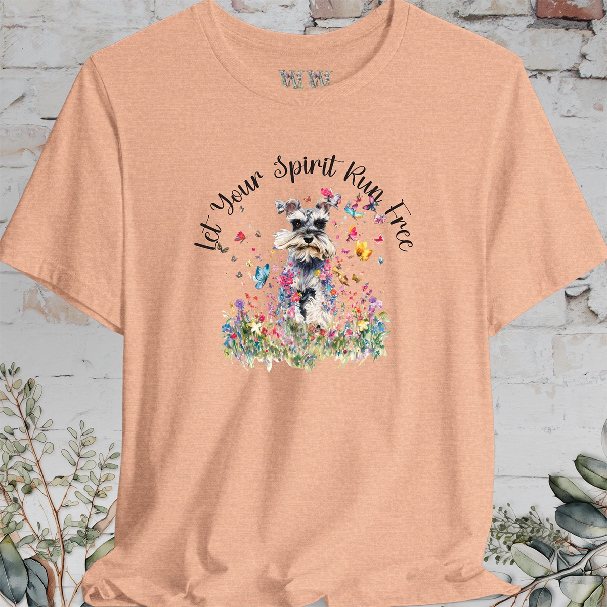 Schnauzer #2 'Let your spirit run free' T shirt
