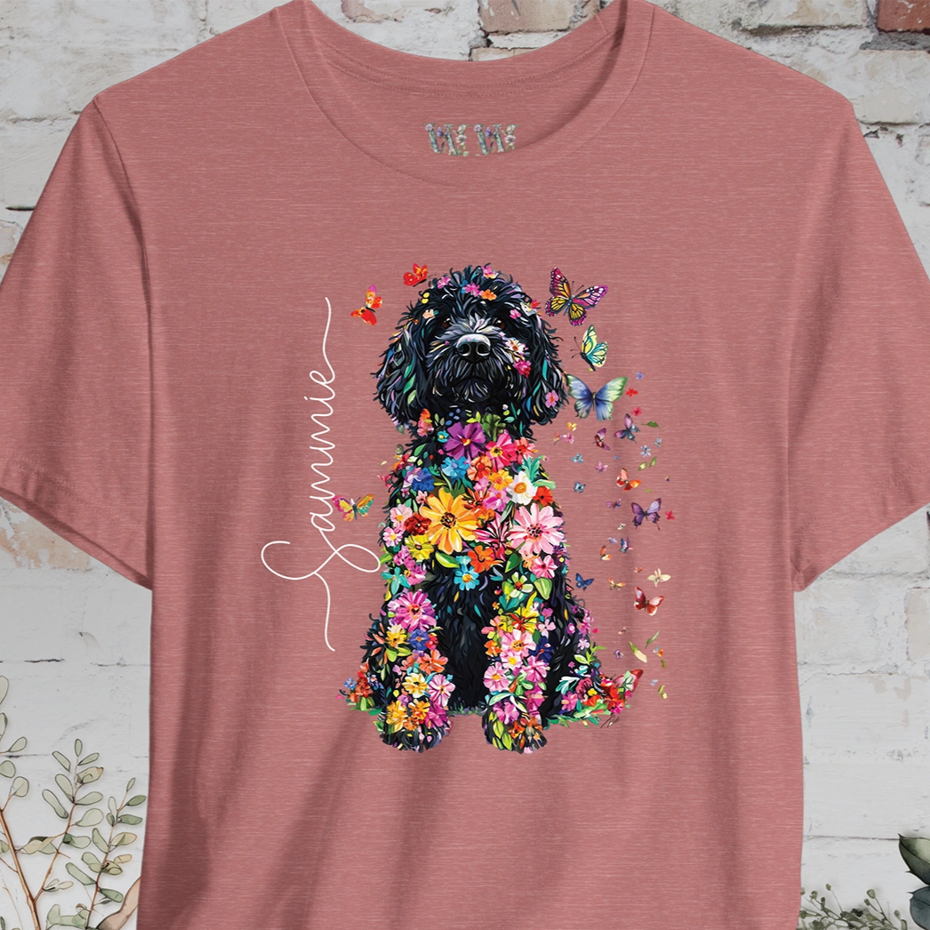 Sheepadoodle #1 Floral Butterfly personalized unisex T shirt