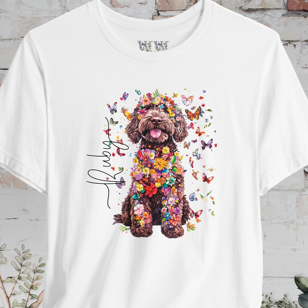 Sheepadoodle #3 Floral Butterfly personalized unisex T shirt