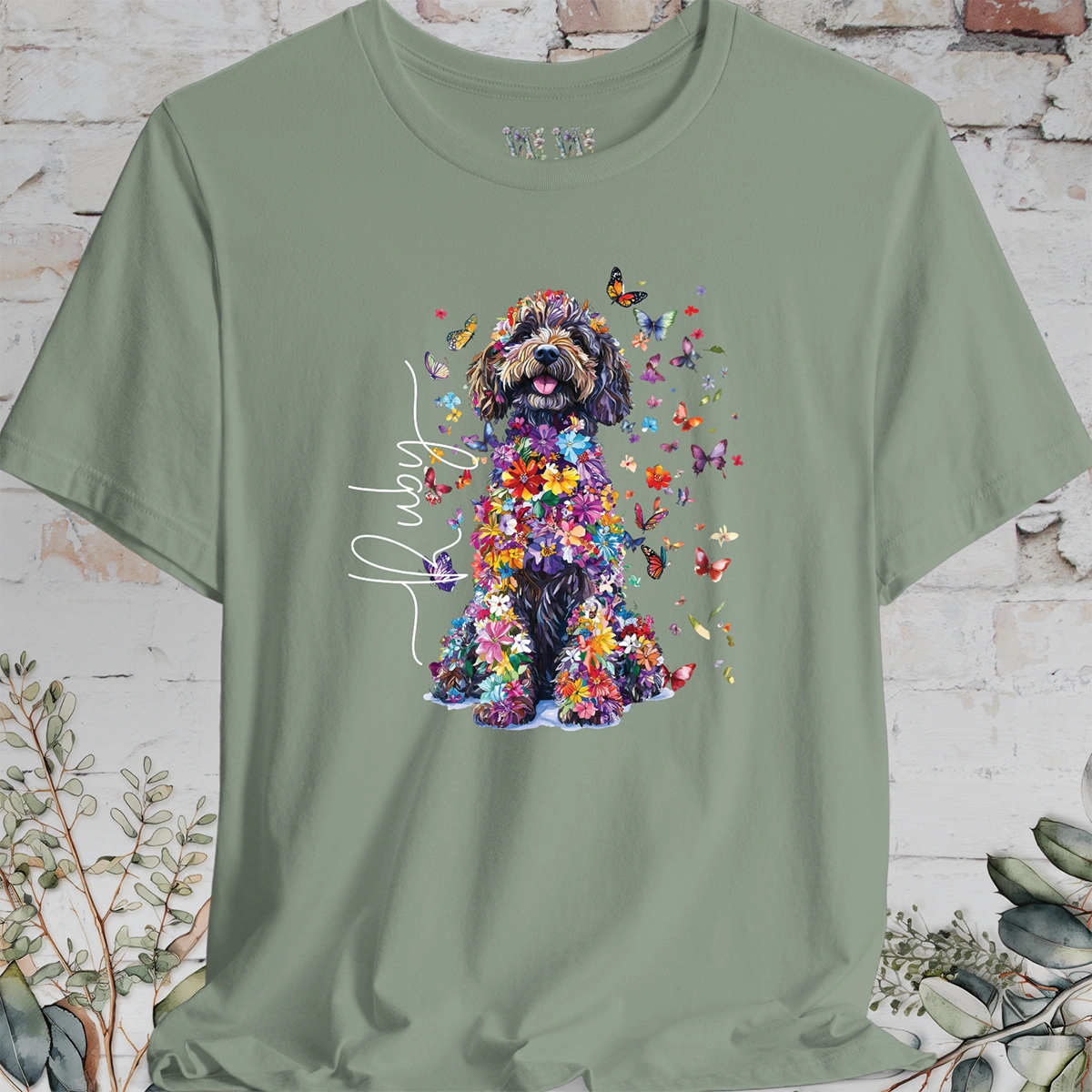 Sheepadoodle #4 Floral Personalized T shirt