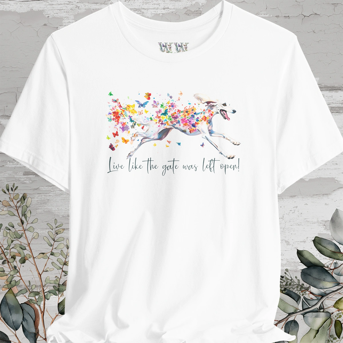 Saluki #1 "Live like the gate was left open" Unisex T shirt